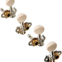 Grover 9NW Sta-Tite Ukulele Tuners, Nickel with White Buttons