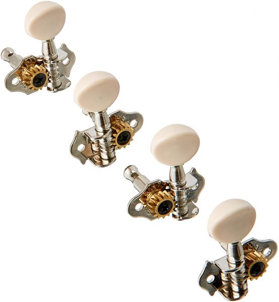 Grover 9NW Sta-Tite Ukulele Tuners, Nickel with White Buttons