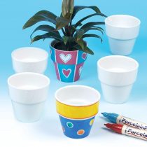 Baker Ross EK162 Mini Porcelain Flowerpots (Pack Of 6) For Kids To Decorate