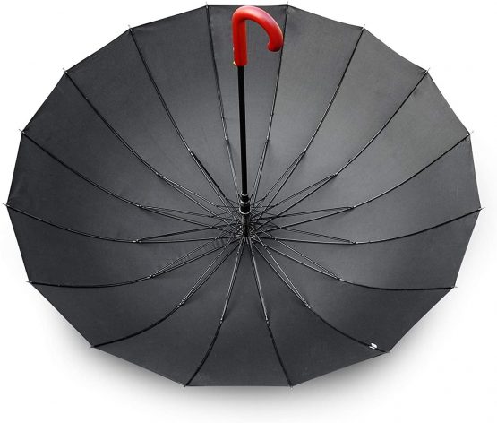 Becko Stick Tote Umbrella, Durable and Strong Enough for The Fierce Wind and Heavy Rain, Unisex Golf Umbrella, Color Black or Clear, with J-Handle / 16 Ribs (Black J-Handle16 Ribs) - Image 4