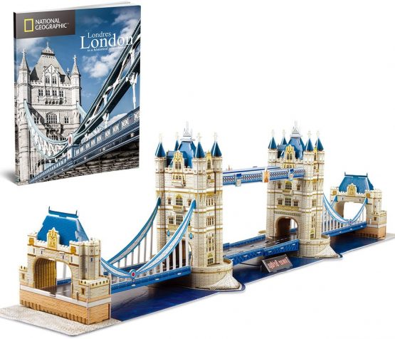 CubicFun 3D Puzzles for Kids Adults National Geographic Large Tower Bridge UK London Jigsaw Puzzles for Kids Architecture Model Kit Game Toy to build Gifts for Children and Adults, 120 Pieces