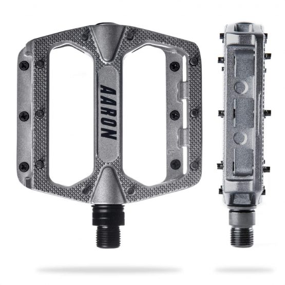AARON - Rock Aluminium Mountain Bike Pedals with Industrial Ball Bearings - Anti-Slip with Replaceable Pins - Platform Pedal for E-bikes, MTB, Trekking Bikes