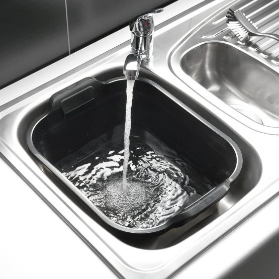 Addis 517936 Large Rectangular 10 Litre Washing Up Bowl with Handles, Black, 39 x 32 x 14 cm - Image 2