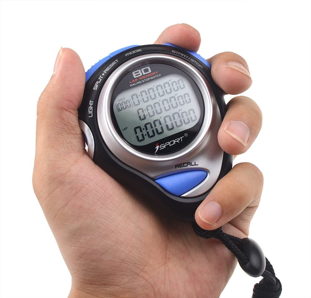 Digital Stopwatch Timer Three Row Display Athletics Racing Stopwatches With 80 Lap Memory Split Time For Sports Coaches and Referees - Image 3