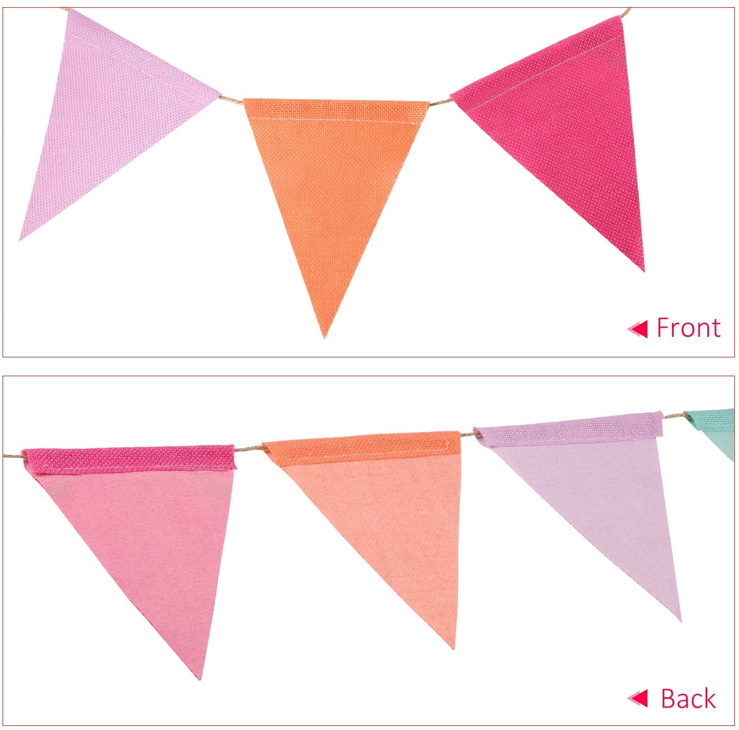 Hestya Multicolor Pennant Banner 42 Pieces Triangle Flag Bunting for Party Hanging Decoration, Yellow,orange,blue,green,red,purple - Image 4
