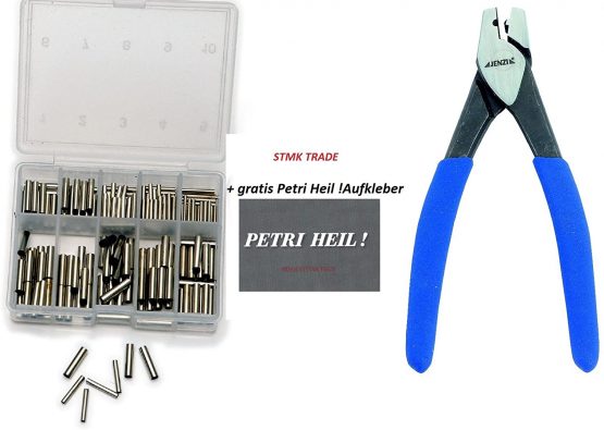 Crimp sleeves set with pliers, 210 pieces