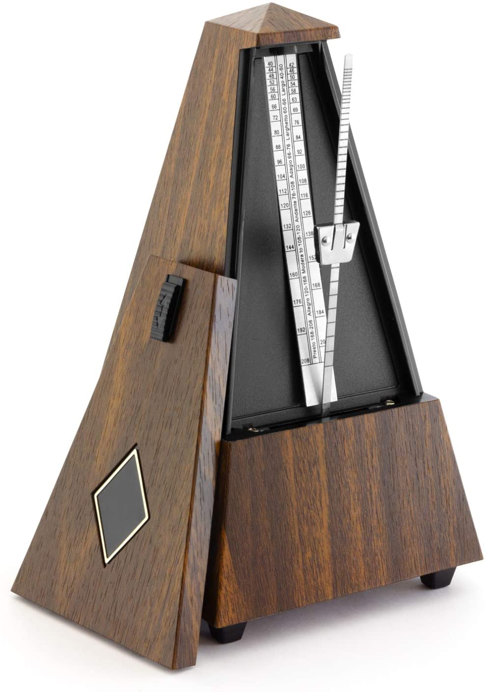 Theodore Wooden Mechanical Metronome - Classic Pyramid Style - Ideal for use with Keyboards and Pianos, Wood Effect Finish