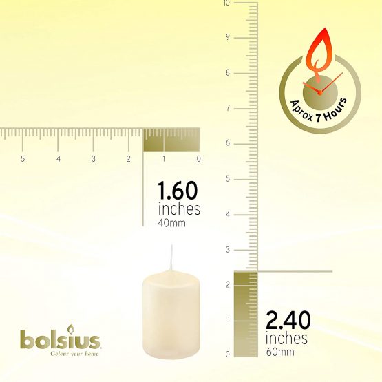 Bolsius pack 4 Pillar Candles Small , "Ivory 40 mm Width" - Image 2