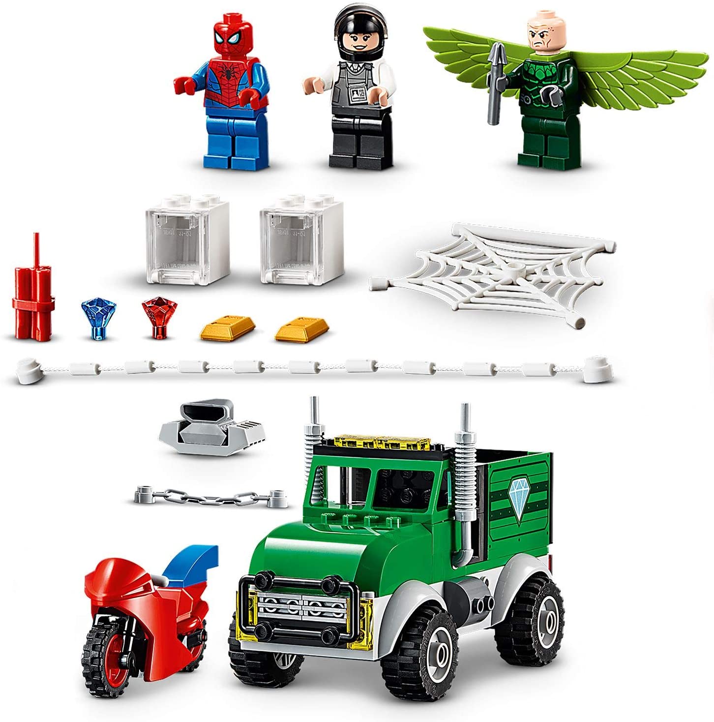 Super Heroes LEGO 76147 Marvel Spider Man Vulture s Trucker Robbery Playset for Preschool Kids 4 Year Old BigaMart