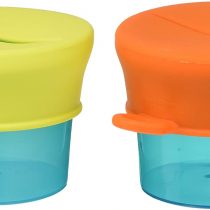 Boon SNUG Stretchy Silicone Lids and Containers Baby Food Storage Containers Ideal Baby Shower Gift for New Parents Non Spill Cups for Toddler and Baby Snacks Suitable for Babies from 9 Months+, blue