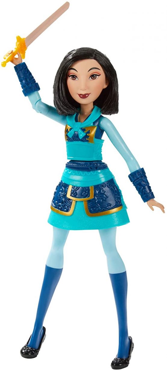 Disney Princess Warrior Moves Mulan Doll with Sword-Swinging Action, Warrior Outfit Mulan Fashion Doll Toy for Children, Blue, E8628 - Image 4