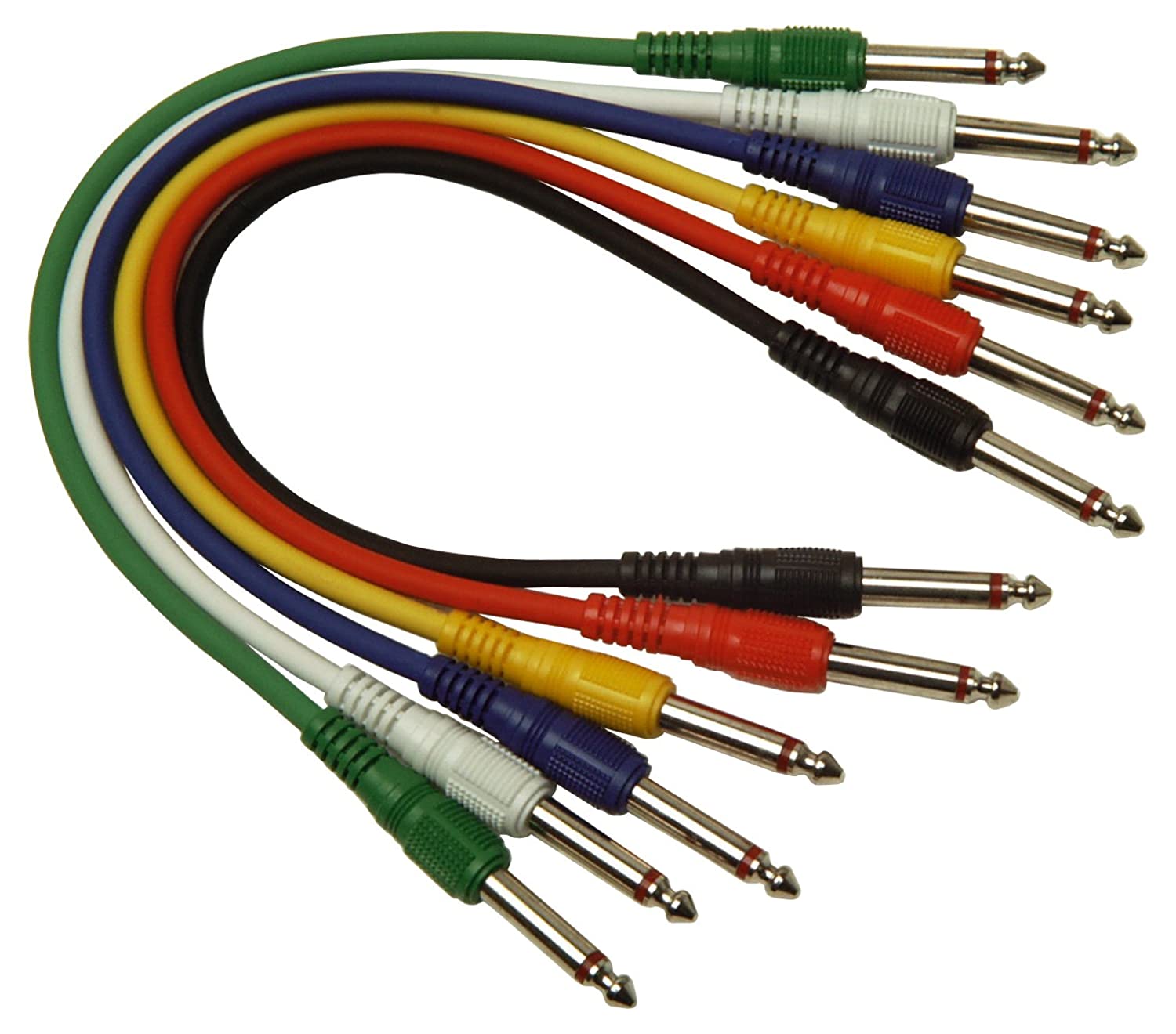 Soundlab J-J Patch Lead 6 Pk 100cm, Multicolor, Small