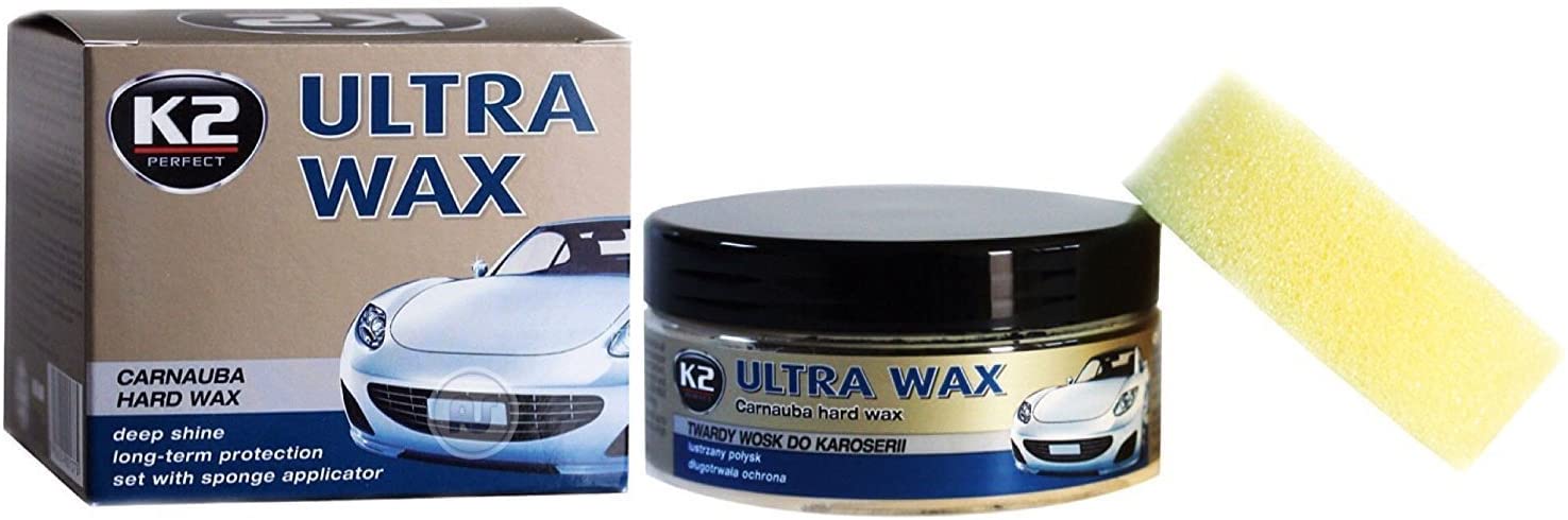 K2 Ultra CAR WAX Carnauba Polish UV Protection Deep Shine GREAT WATER BEADING 250g + Free Applicator, 250 g (Pack of 1)
