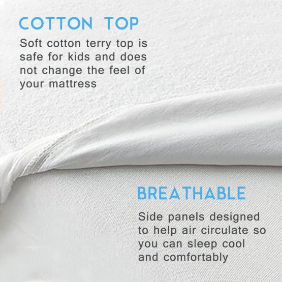 Bedecor Breathable Waterproof Mattress Protector Mattress Cover with Corner Straps Terry Towelling, Single Size (90x190/200cm) - Image 4