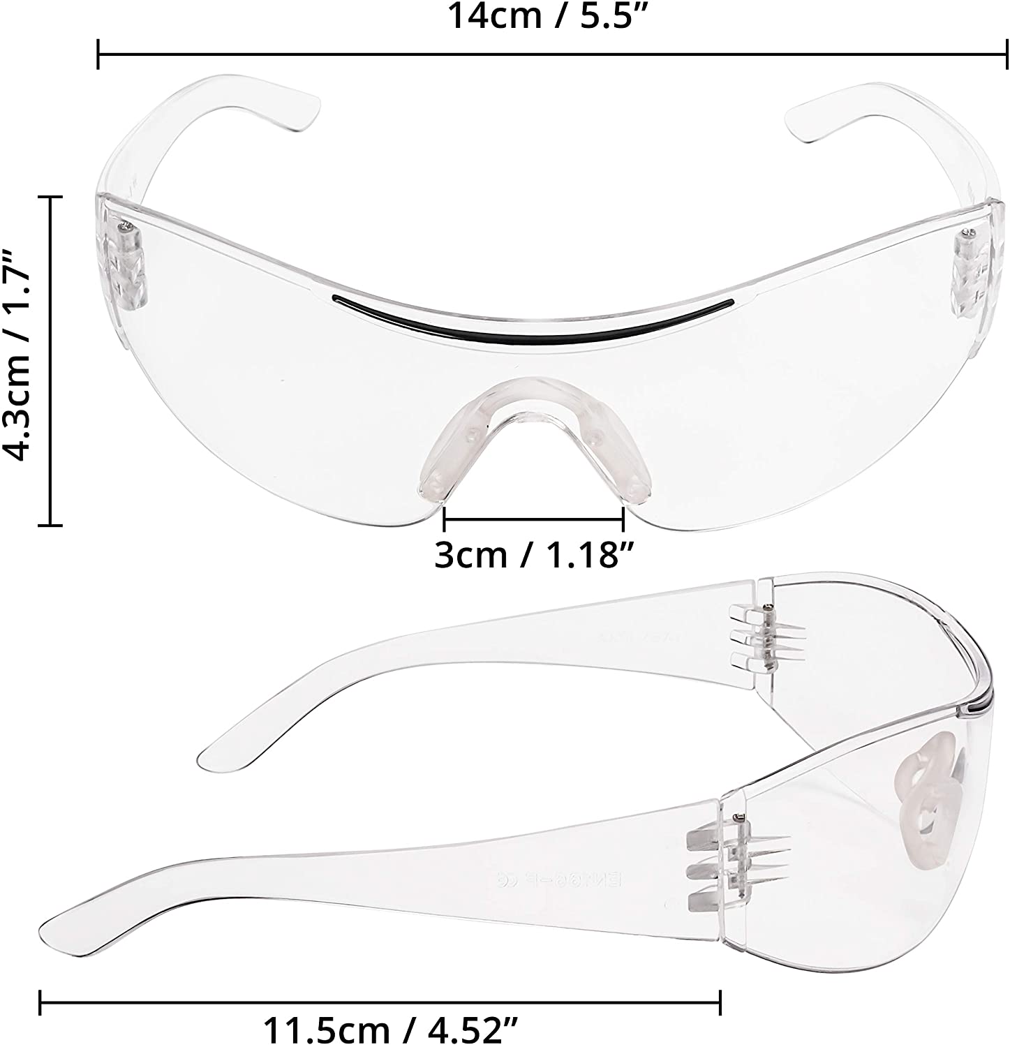 Kurtzy 12 Pack Of Wrap Around Safety Glasses With Clear Lenses And Rubber Nose Grips For A Safe 2017