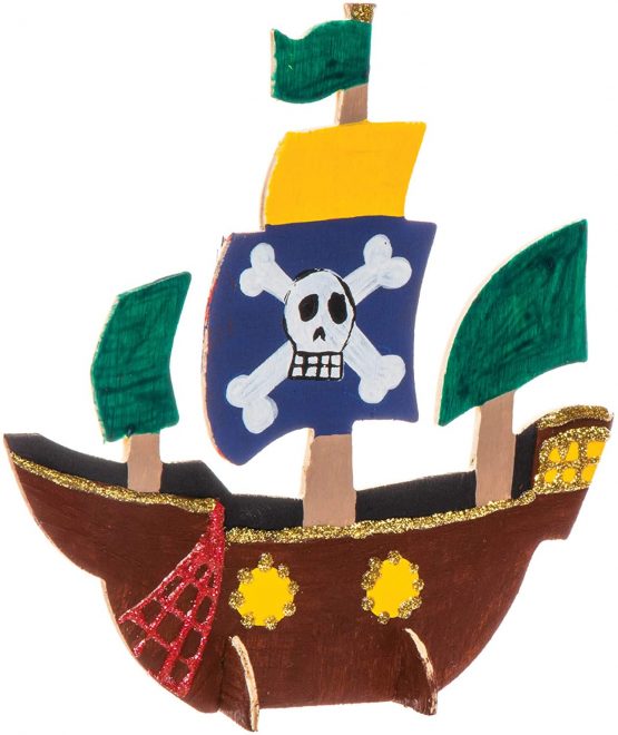 Baker Ross AW621 Wooden Stand-up Pirate Ships (Pack of 6) - Image 3