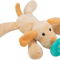 Dog Animal Dummy Pacifier Toy, Stuffed Animal Soft Plush Toy, Dummy Teether, Perfect Infant Teething Toy Silicone Baby Dummy, with 100% Safe FBA Attached Dummy (Dog)