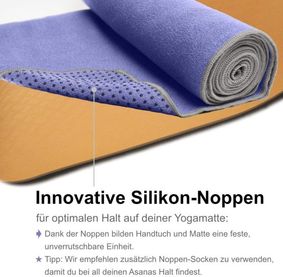 NirvanaShape® Non-slip yoga towel | Hot yoga towel with non-slip beads | Hygienic yoga towel overlay for yoga mat [ 73" 25" | 185x63 cm ] - Image 2
