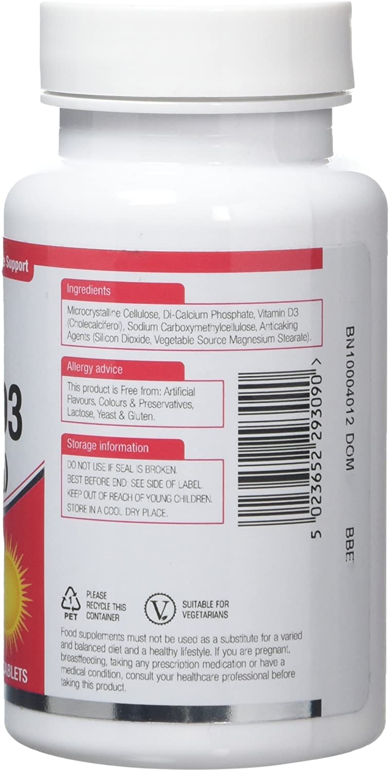 Natures Aid Vitamin D3 1000iu, High Strength 25ug Supplement Support for Bone Teeth, Muscle & Healthy Immune System, Vegan - Image 2