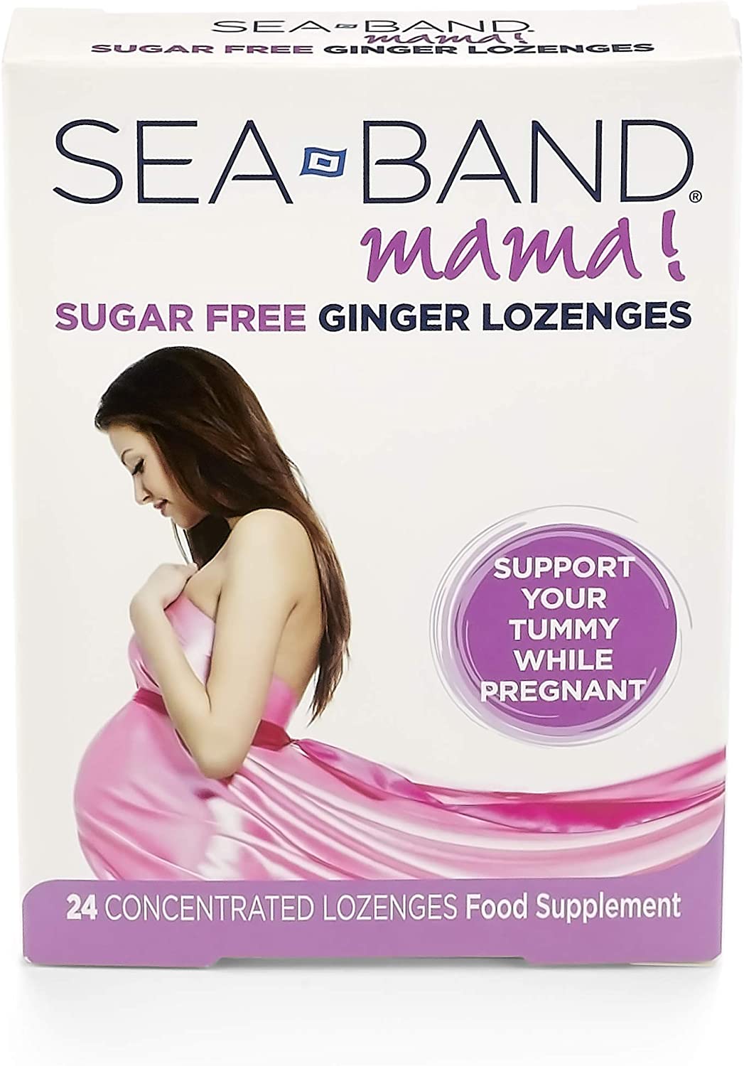 Sea-Band Mama! Morning Sickness Sugar Free Ginger Lozenges (24 Pack) for Motion Sickness and Nausea Relief while Pregnant (24 Lozenges - Image 2