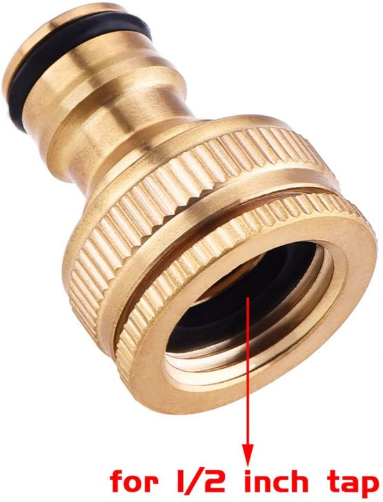 Brass Hose Tap Connector 1/2 Inch to 3/4 Inch, Garden Water Hose Thread Pipe Tap Faucet Adapter - Image 2