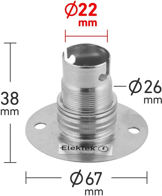 ElekTek Lamp Holder Fixed Batten BC B22 with Shade Ring - Antique Brass - Image 2