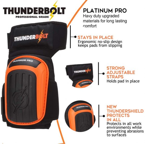 Knee Pads for Work by Thunderbolt with Heavy Duty Gel Cushion Perfect for Construction, Flooring and Gardening with Adjustable Non-Slip Straps - Image 4
