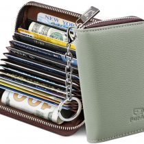 FurArt Credit Card Wallet, Zipper Card Cases Holder for Men Women, RFID Blocking, Key Chain, Compact Size