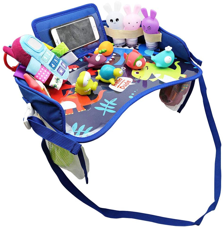 LETTON Kids Travel Tray, Toddler Car Seat Tray Organizer, Kids Lap Tray Play Tray with A Phone Holder, A Road Trip Essential