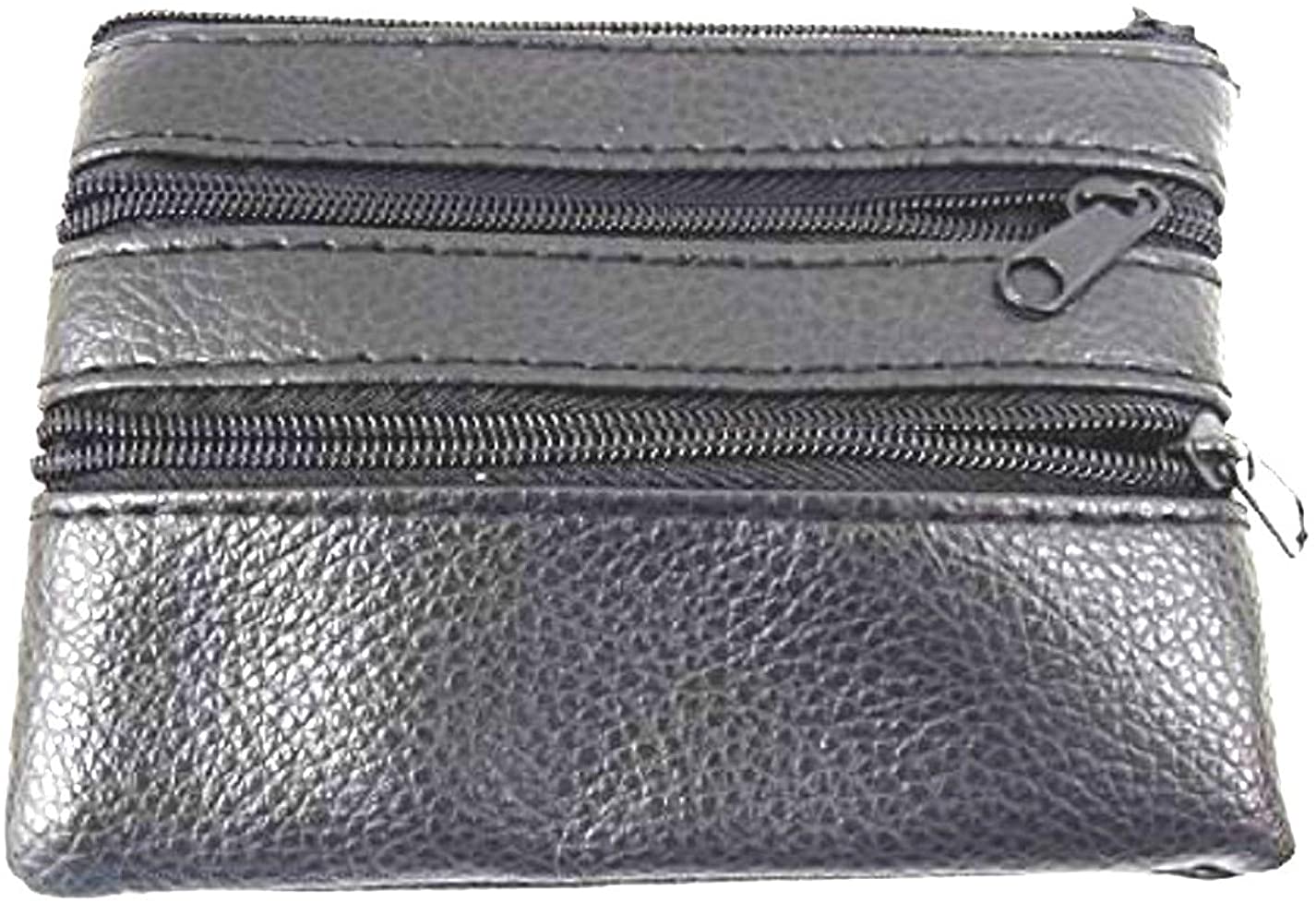 Unisex Soft Black Genuine Leather Coin Pouch, 11cm 8.5cm