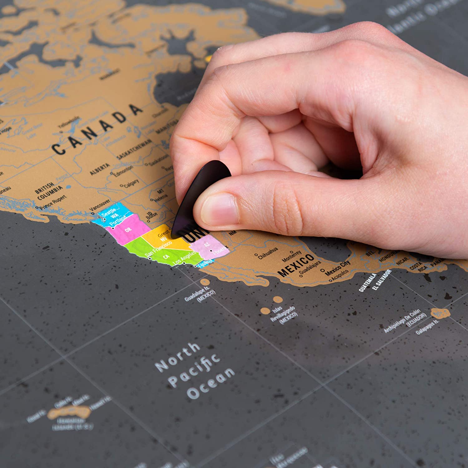 World Map Large 70x42cm Detailed World Scratch Poster, Brown, 70 x 42 cm - Image 2