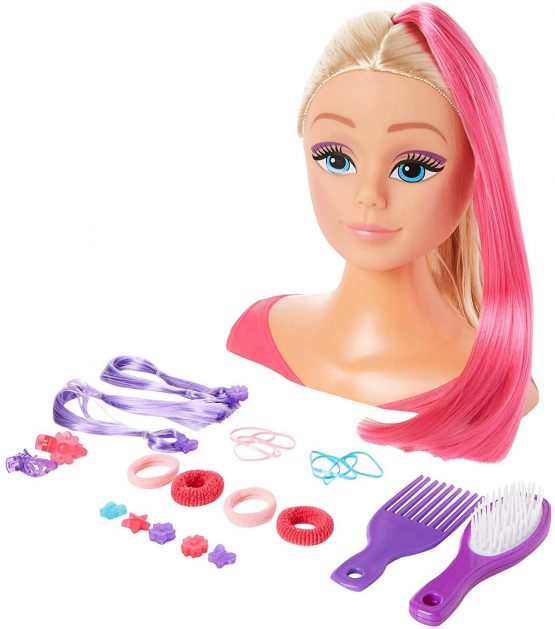 Girl's World Head with Pink Growing Hair | Comes with Hair Dressing Accessories | Traditional Girls Toys - Image 2