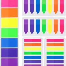 700 Pieces Flags Index Tabs 3 Sizes Sticky Notes Writable Labels Page Marker Bookmarks Text Highlighter Strips, 7 Colors, 5 Set