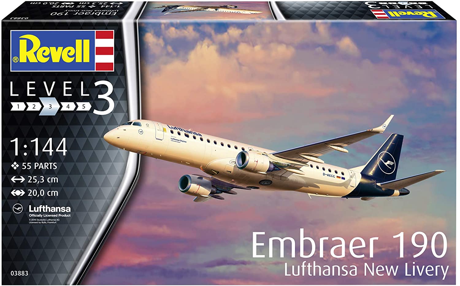 Revell 03883 Embraer 190 "Lufthansa New Livery 1:144 Scale Unbuilt/Unpainted Plastic Model Kit, Various, 1/144 - Image 2