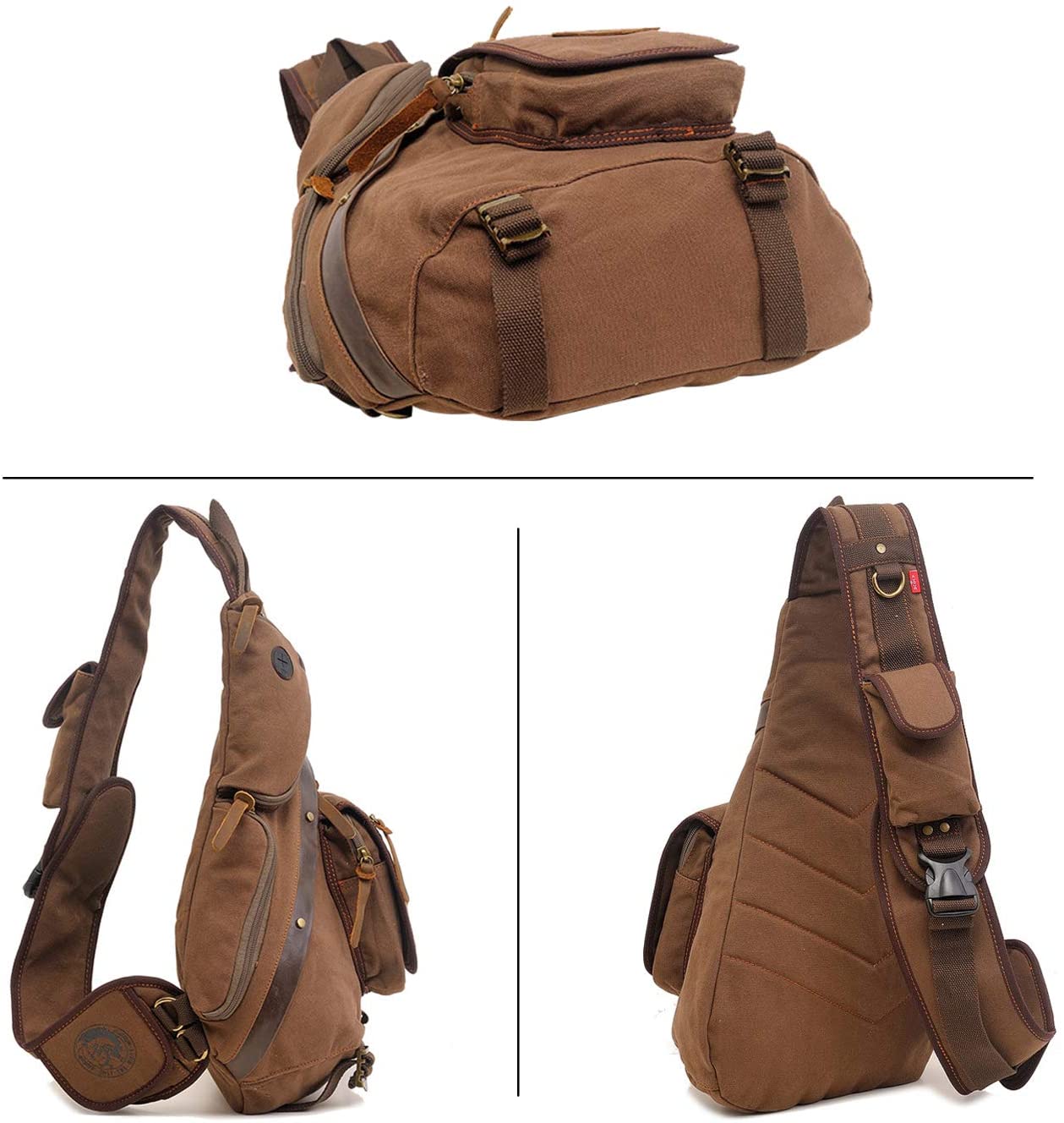 FANDARE Retro Chest Bag for Men, Women's Canvas Sling Bag, Shoulder Bag, Shoulder Bag for Business University, School - Image 3