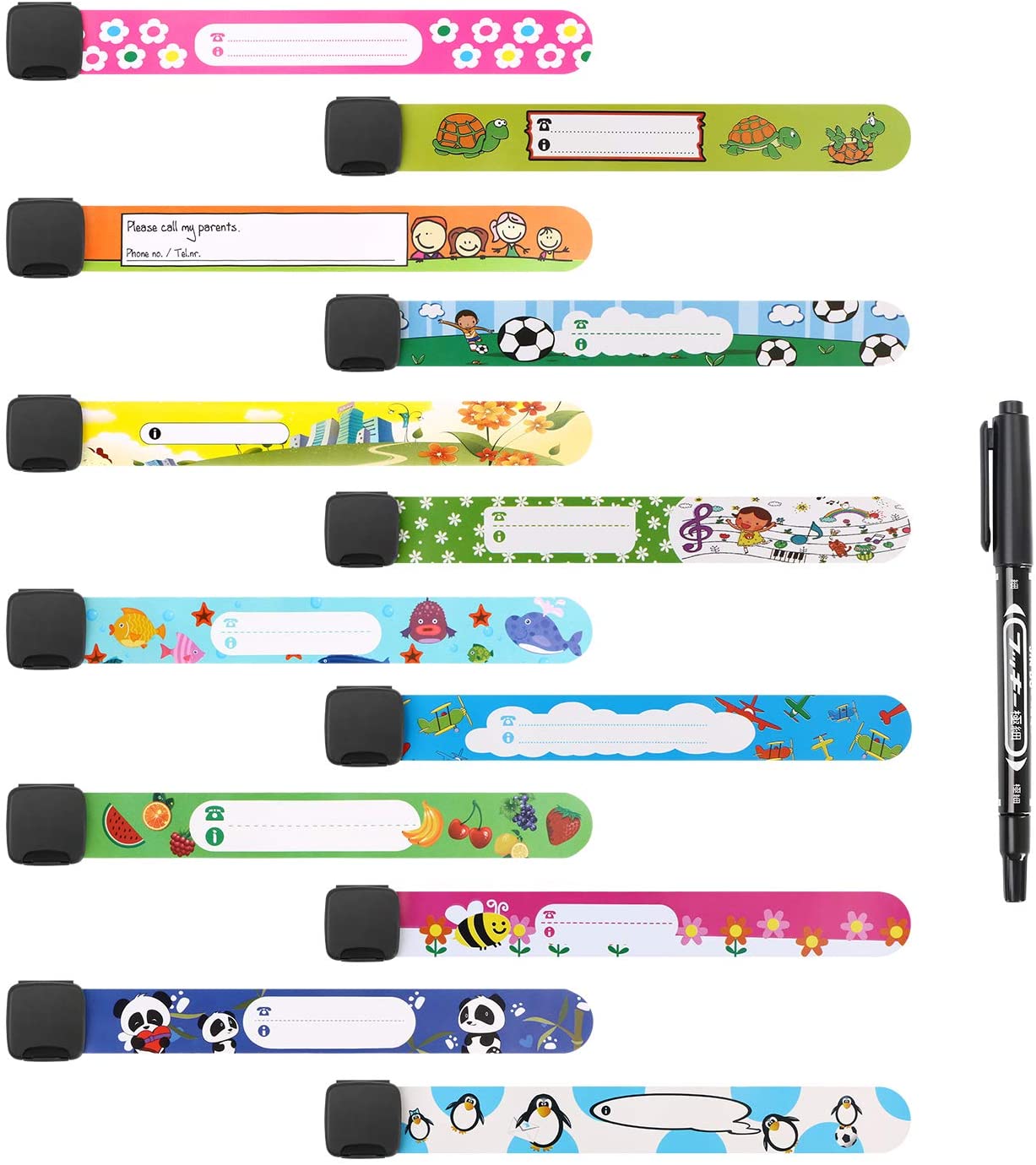 Vicloon 12 Pcs Child Safety ID Wristband