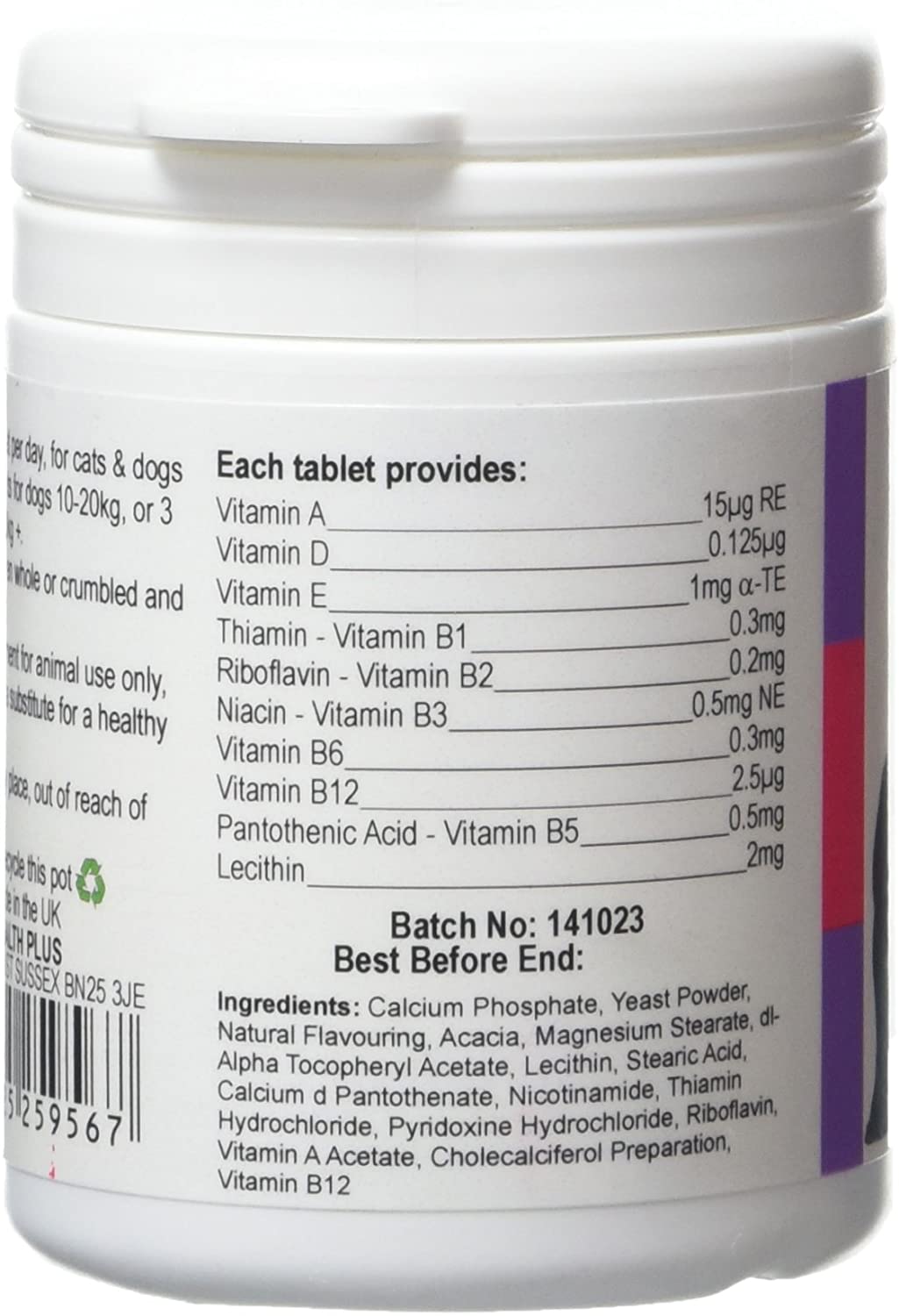 PetVits Multivitamin Formula for Cats & Dogs : Multivitamin General Health Pet Supplement : 90 Tablets, in a 99% recycled pot - Image 3