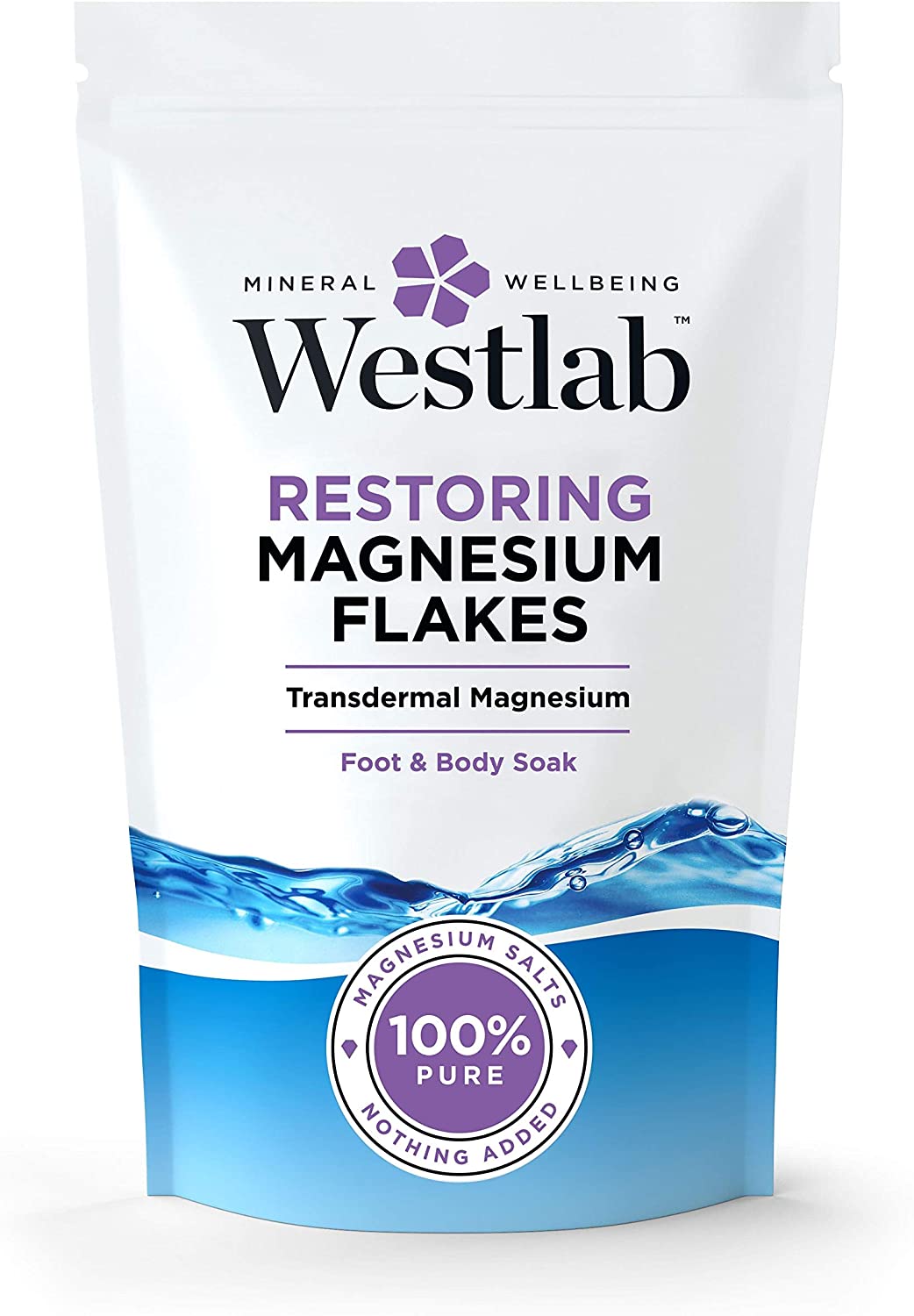 Westlab, Restoring Magnesium Flakes, 1kg Resealable Pouch, 100% Natural, Pure & Unscented Mineral Salts