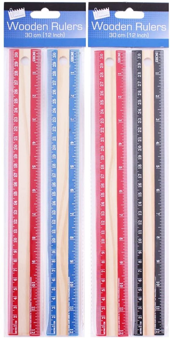 Just stationery 12 inch Wooden Ruler (Pack of 2)