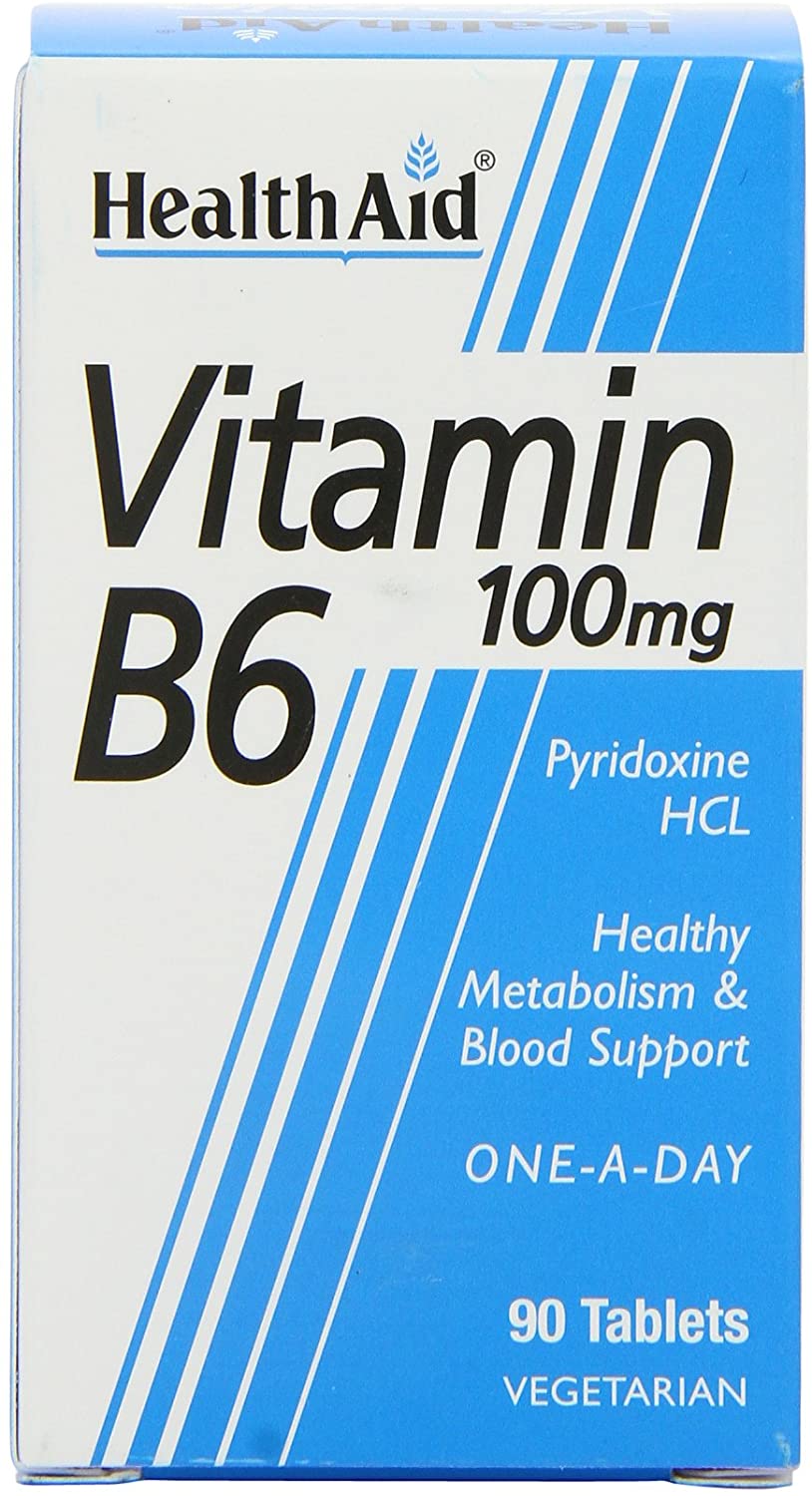 HealthAid Vitamin B6 (Pyridoxine HCl) 100mg - 90 Tablets, White, 1 count (Pack of 90) - Image 3