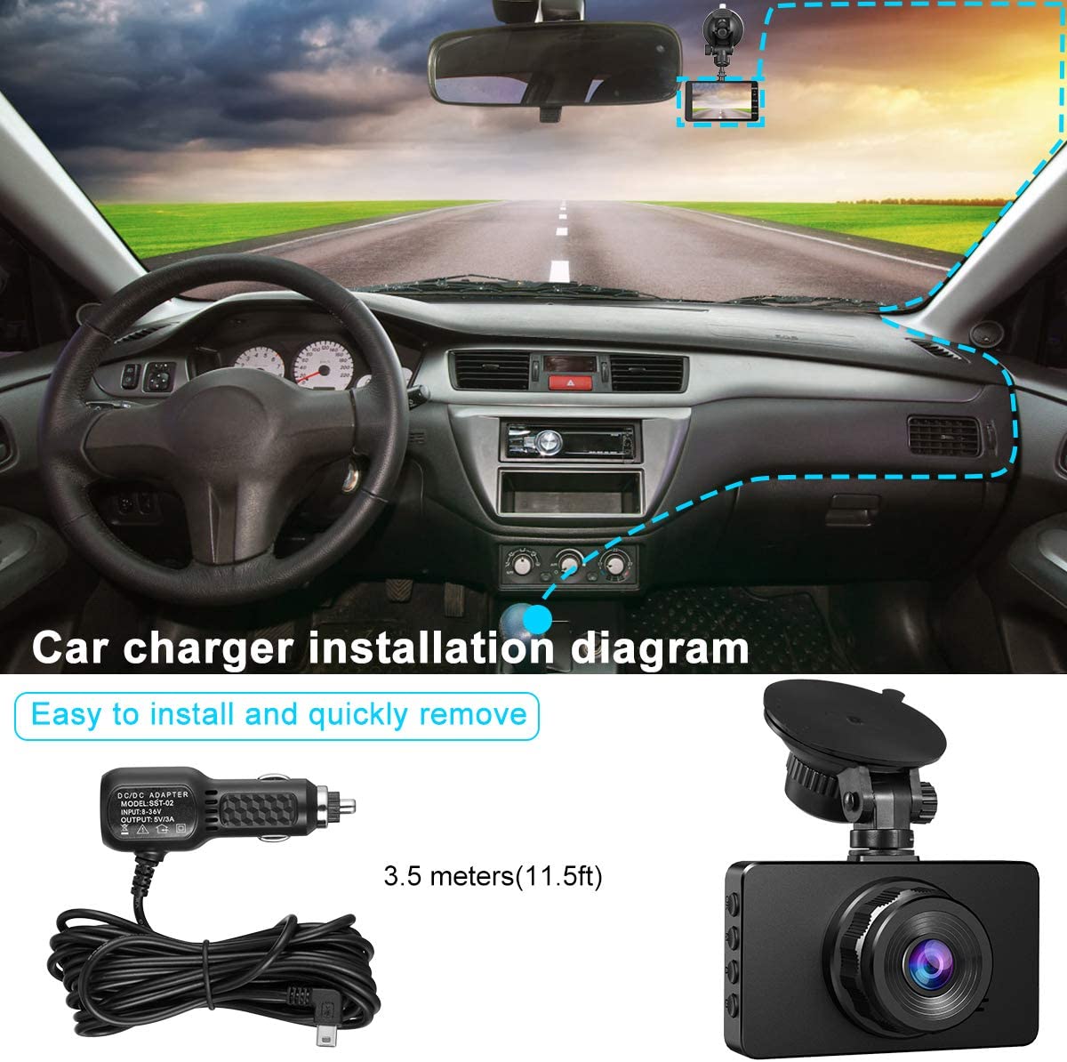 Dash cam front and rear camera, 1080P Full HD Dashboard Camera for cars