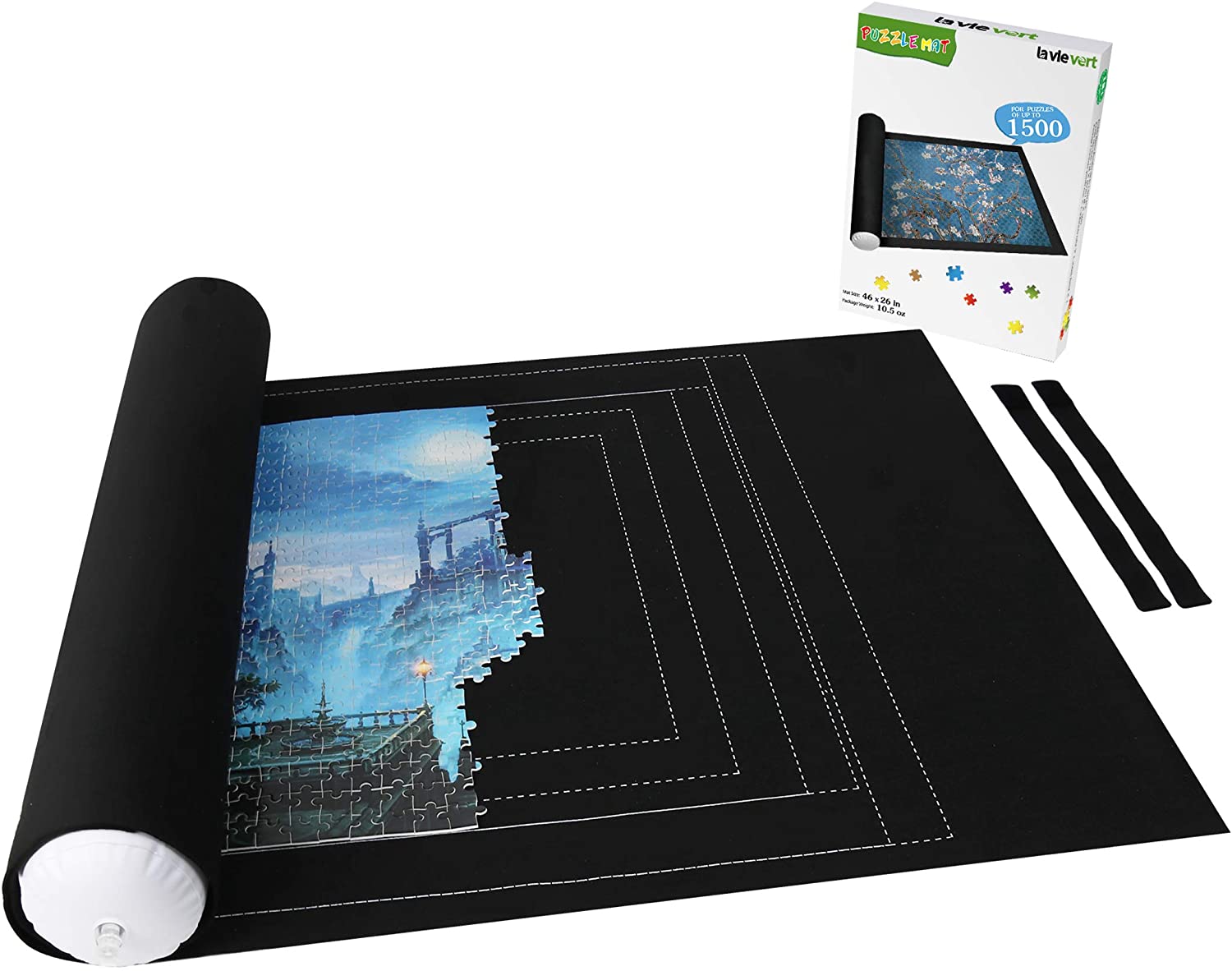 Lavievert Jigsaw Puzzle Mat Roll Up for 1000 1500 Pieces, Portable Puzzle Storage Puzzle Saver with Unique Auxiliary Line