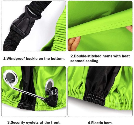 YTBUBOR Waterproof XL Bicycle Cover, Outside Bikes Storage Covers Rain Sun UV Dust Wind Proof Mountain Bicycle Covers Road Electric Bike Cover Hybrid Bike Cover, Black & Silvery - Image 4