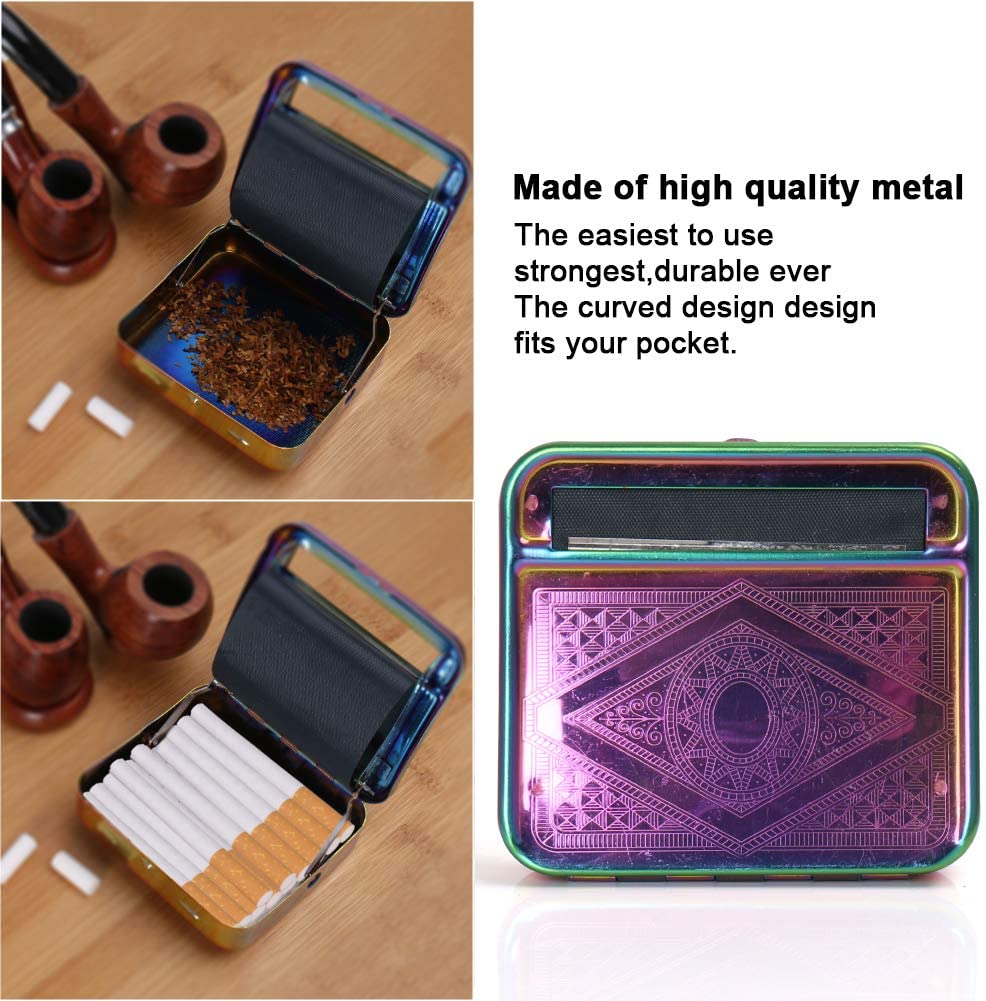 Automatic Rolling Box, Cigarette Rolling Machine Portable Metal Box for Rolling Tobacco, Smoking Roller and Storage Case (Multicolour) - Image 4