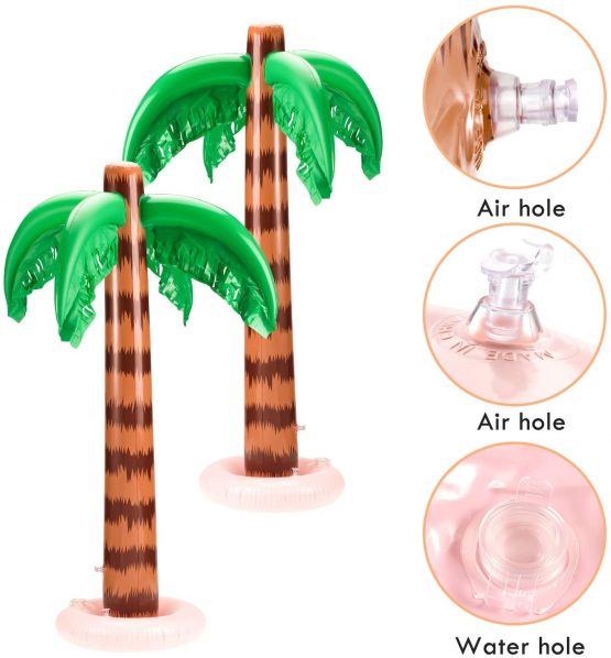 Whaline Set of 9 Inflatable Palm Trees Flamingos Toys, Inflatable Beach Balls Pineapple Sunglasses for Hawaii Summer Party Luau Party Decor Beach Backdrop - Image 3