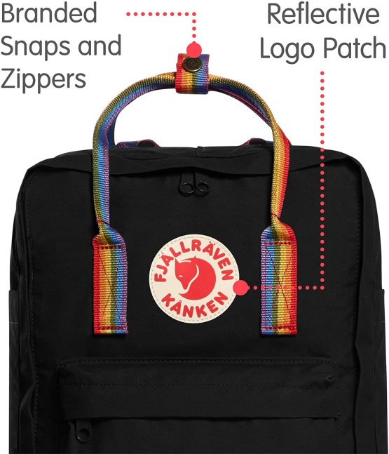 Fjällräven Unisex Adult Kånken Rainbow Backpack - Black-Rainbow Pattern, 27 x 13 x 38 cm/16 Litre - Image 2