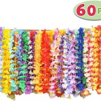 JOYIN Toy 60 Counts Tropical Hawaiian Luau Flower Lei Party Favors (5 Dozen)