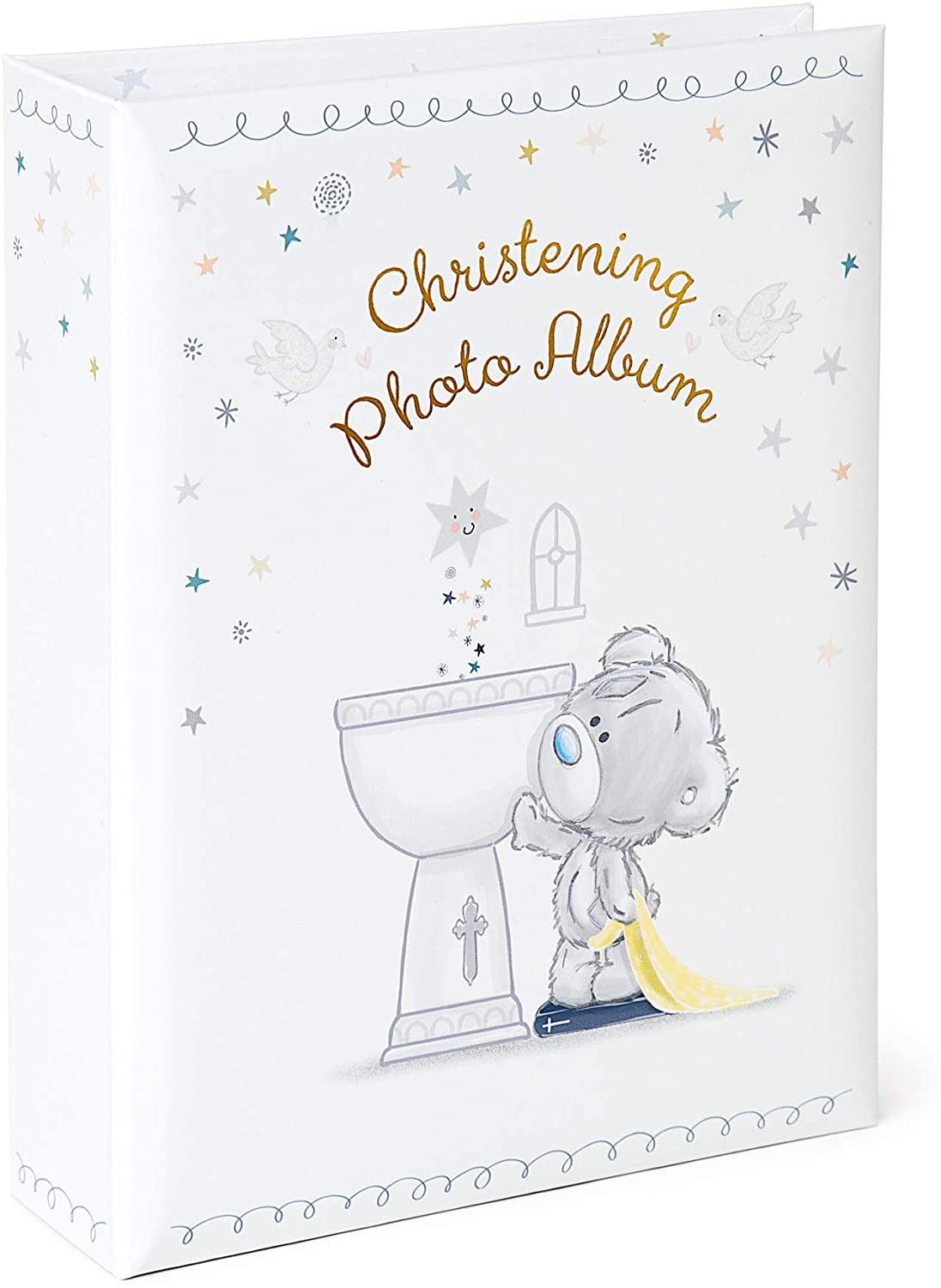 Me to You Tiny Tatty Teddy Baby Christening Photo Album Gift Boxed - Holds 160 Photos - 6 x 4" AGB92027, Blue,gold,grey