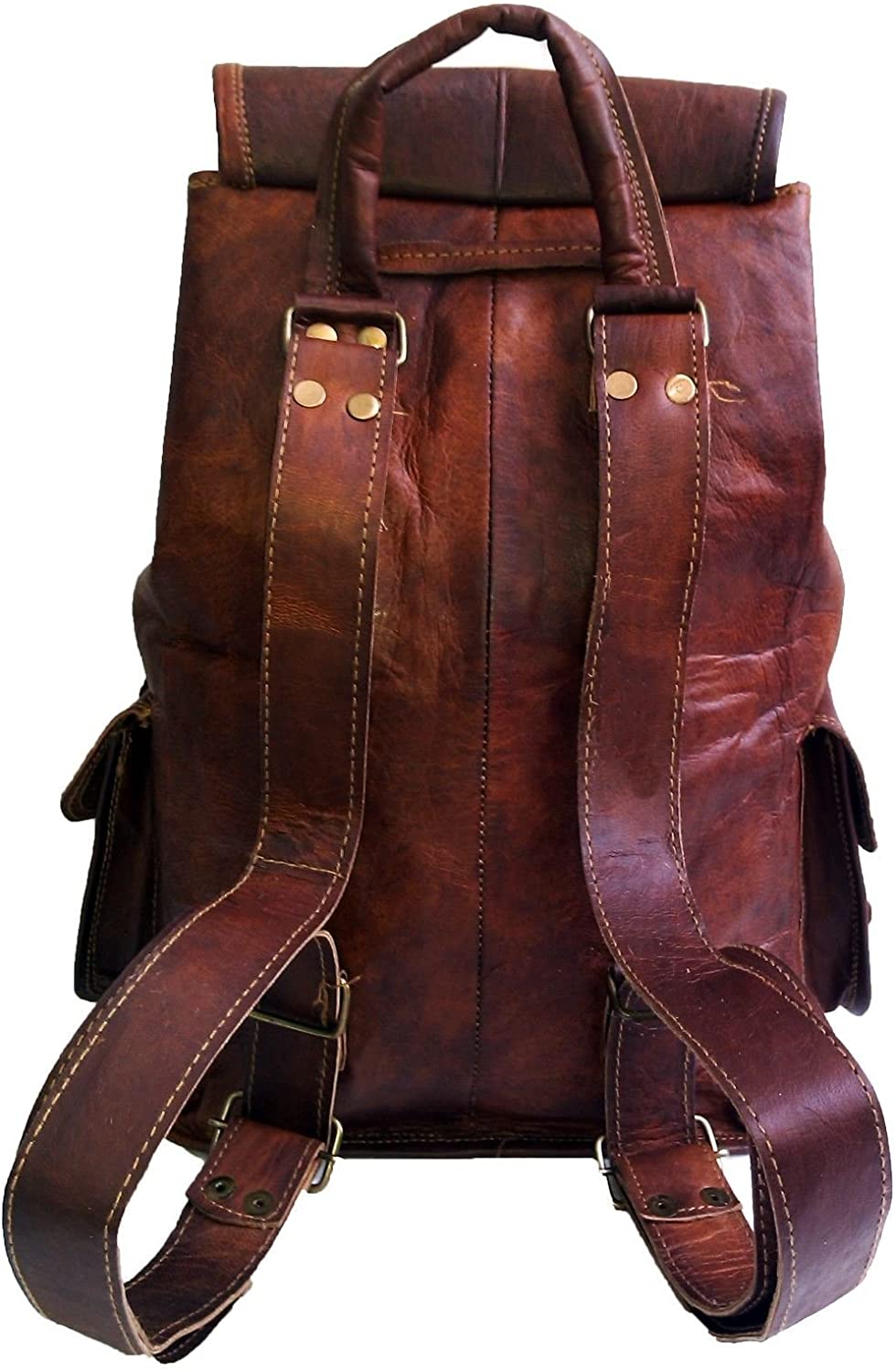 Jaald 40 cm Waterproof Leather Laptop Backpack Daypack Travel Cabin Large Gift for Men and Women Leather Laptop Backpack Brown - Image 2