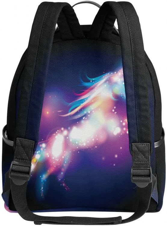 School Bag, Rainbow Unicorn Personalised Print Backpack Book Bookbag Travel Casual Rucksack Sports Daypack Leather Polyester Material Large Capacity with Zipper for Teenagers Girls Boys Kids Children - Image 3